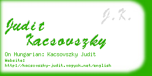 judit kacsovszky business card